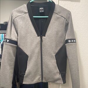 Oakley Gray and Black Bomber Jacket with Athletic Design